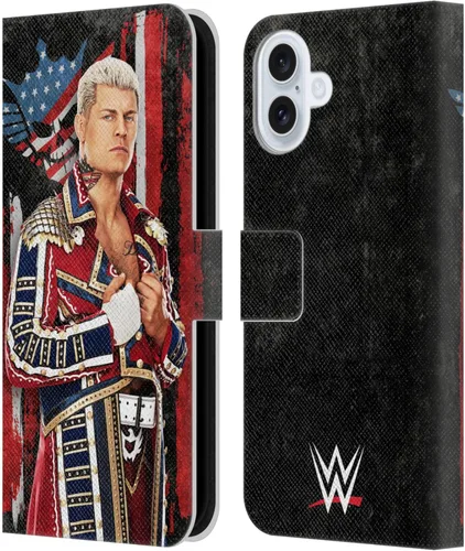 Vista 71 de Head Case Designs Officially Licensed WWE Superstar Flag Cody Rhodes Leather Wallet Case Compatible with Apple iPhone 13 Mini Bandera