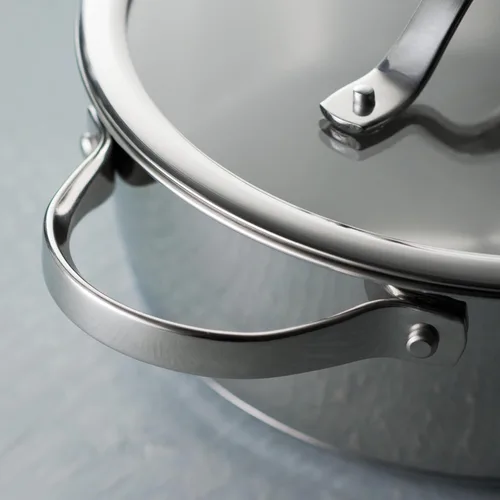 Vista 9 de Tramontina Tempo Sartén Braseadora de Acero Inoxidable con Base Tri-Capa de 6 Cuartos con Tapa de Vidrio, Lista para Inducción, Apta para Horno