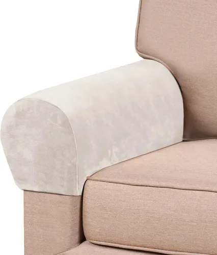 Vista 10 de PrinceDeco 2 Pack Thick Velvet Stretch Armrest Covers for Chairs and Sofas, Non Slip, Blue