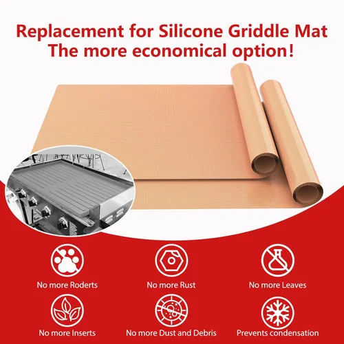 Vista 14 de UBeesize Rollo de Alfombrillas para Parrilla de 13 x 90 Pulgadas para Parrilla al Aire Libre - Tapete de Parrilla BBQ Antiadherente de Servicio