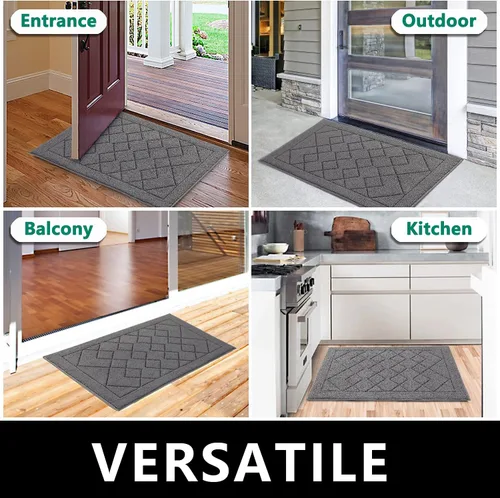 Vista 5 de REFETONE Tapete para puerta interior, tapete para puerta delantera y trasera, antideslizante, absorbente, resistente a la suciedad, tapetes