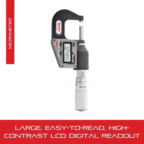 Vista 4 de Starrett Micrómetro electrónico métrico/métrico sin salida – dedal de fricción de una pieza, apagado automático, rango de 0-1 pulgada, resolución