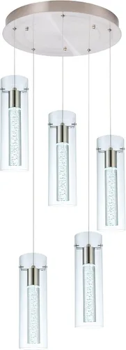 Vista 17 de Lámpara colgante de 3 luces LED para cocina, lámpara colgante de cilindro de burbujas de níquel cepillado con longitud ajustable para cocina, isla