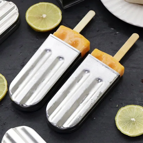 Vista 7 de Pwshymi 6PCS Stainless Steel Ice Lolly Mould, Fast Freezing Ice Cream Makers with Metal Stick Holder, Kitchen Tools