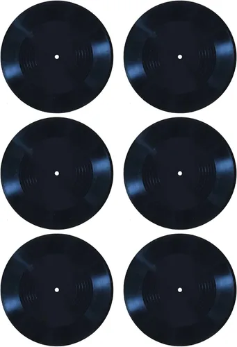 MINI ZOZI Discos de vinilo en blanco negro de 12 pulgadas falsos 6 piezas en 1 paquete para decoración de habitación o decoración del hogar en la
