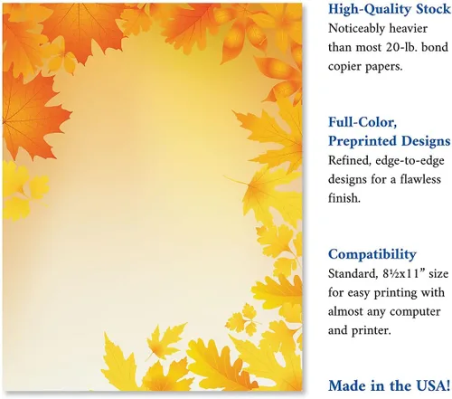 Vista 4 de Current Papelería con temática de otoño de hojas de otoño, para vacaciones, cartas de Acción de Gracias, notas escritas a mano, 25 hojas, 8½ x 11
