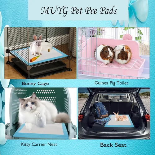 Vista 2 de 50 almohadillas para mascotas para conejos, 22 x 17 pulgadas, almohadillas desechables para conejos, ropa de cama de conejo a prueba de fugas, súper