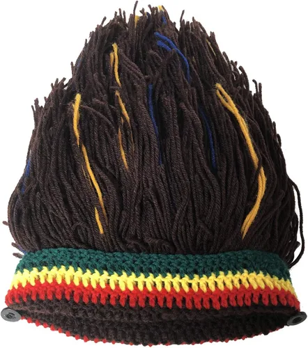 Vista 7 de FALETO Gorro de punto para barba con rastas hechas a mano peluca de fantasía gorras de Halloween