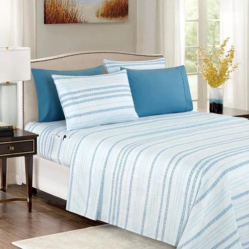 Vista 23 de Elegant Comfort Juego de sábanas más suaves y acogedoras de 4 piezas - Juego de sábanas de 6 piezas de damasco a rayas de 1500 hilos, calidad