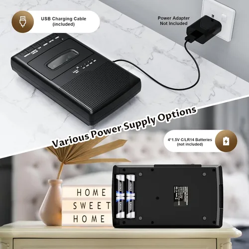 Vista 5 de Grabadora y convertidor de reproductor de cassette, grabación a USB/cinta desde micrófono, convierte cintas a WAV digital a través de una unidad