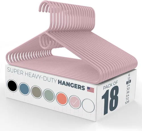 Vista 136 de Neaties Paquete de 6 perchas para ropa súper resistentes, fabricadas en los Estados Unidos, capacidad de 10 libras, perchas de plástico grueso