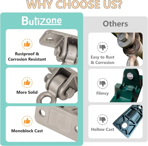 Vista 2 de Butizone Ganchos de acero inoxidable 304 resistentes para juegos de madera, ganchos de columpio tornillos con ganchos de presión para parque