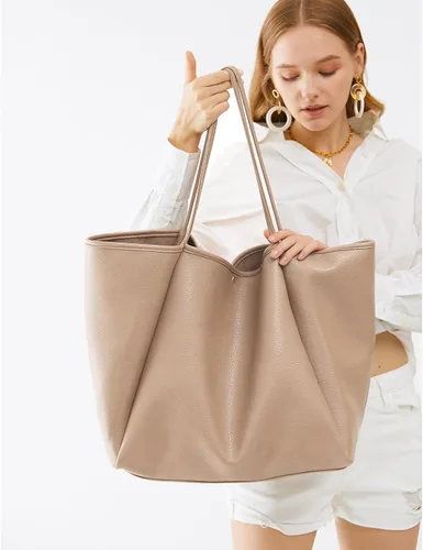 Vista 13 de HOXIS Bolso de mano de cuero PU de gran tamaño para mujer, bolso de fin de semana, bolso de viaje