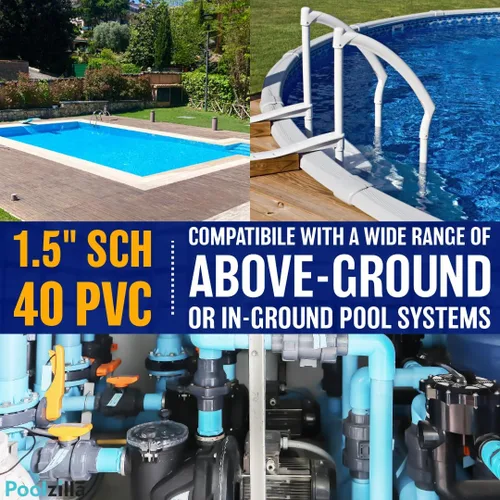 Vista 3 de Poolzilla Clorador automático - Alimentador de cloro en línea - Depósito de 9 libras