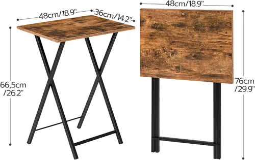 Vista 3 de HOOBRO Mesa plegable para TV, bandeja de TV, mesa estable para aperitivos para espacios pequeños, escritorio portátil junto al sofá, fácil montaje