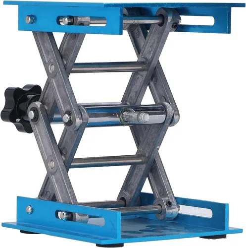 Vista 3 de Eujgoov Soporte de laboratorio Scissor Jack 4x4in Aluminio para laboratorios de ciencias escolares y experimentos de física de la escuela secundaria