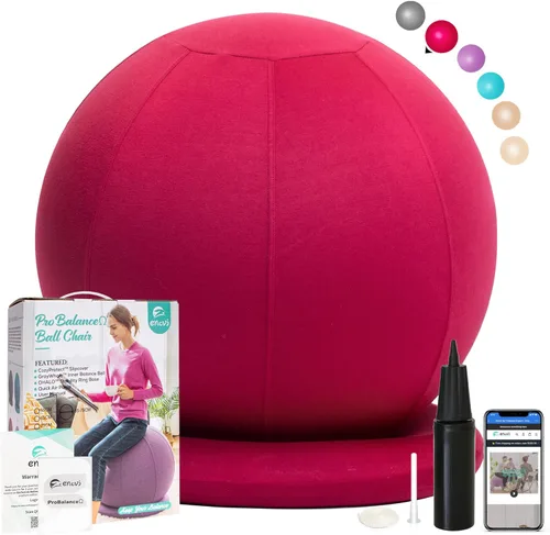 Vista 11 de ProBalanceΩ - Silla de bola de yoga, silla de ejercicio con funda y base para escritorio de oficina en casa, parto y embarazo, bola de estabilidad