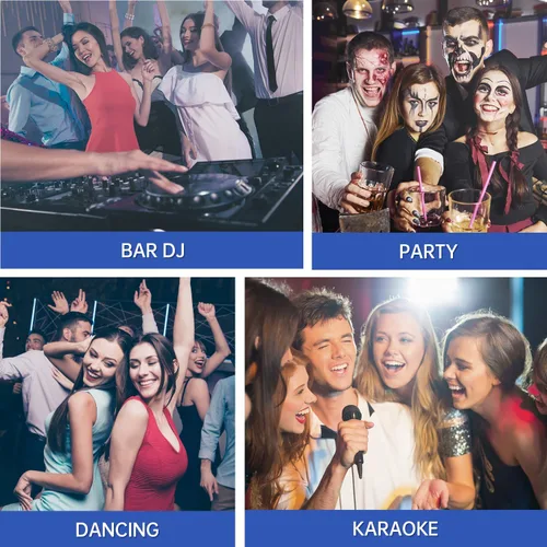 Vista 5 de Luditek Paquete de 2 mini luces estroboscópicas LED blancas de Halloween, activadas por sonido y control de velocidad de flash, luz de fiesta con 36