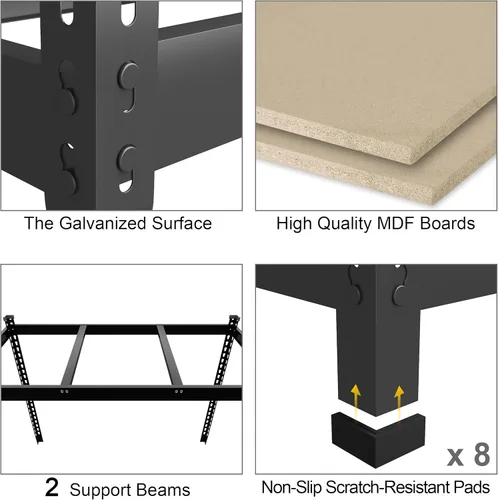 Vista 4 de PrimeZone Estantes de Almacenamiento Resistentes de 48" x 24" x 72" - Estantería de Almacenamiento de Garaje Ajustable de 5 Niveles, Unidad