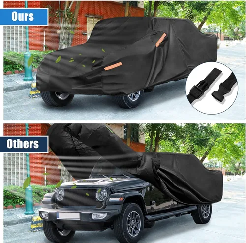 Vista 4 de X AUTOHAUX Cubierta de camión para Jeep Gladiator JT 2020-2024 al aire libre impermeable sol, lluvia, polvo, viento, nieve, protección negra