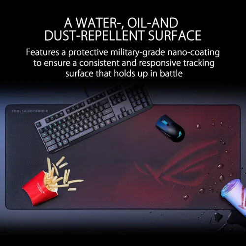 Vista 3 de ASUS ROG Scabbard II - Alfombrilla de ratón para juegos, 14.2" x 10.2" (tamaño mediano), superficie de deslizamiento suave, resistente al