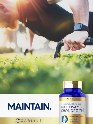 Vista 6 de Carlyle Glucosamina condroitina MSM 250 mini tabletas Fórmula avanzada con cúrcuma Sin OMG, sin gluten