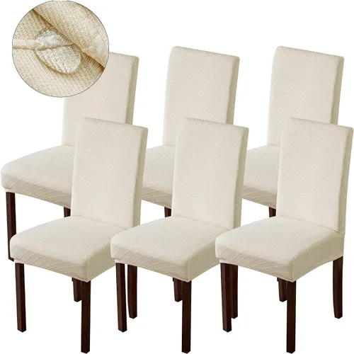 Vista 19 de Genina Fundas impermeables para sillas de comedor, fundas para sillas Parsons de cocina, fundas para sillas Parsons (beige, 2 piezas)