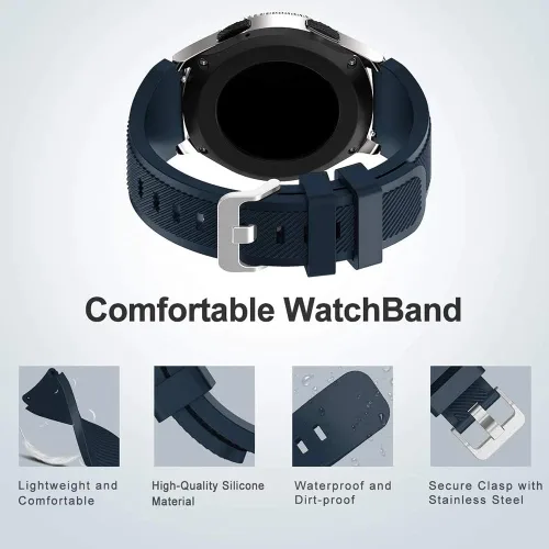 Vista 4 de KOMI Compatible con Samsung Galaxy Watch de 1.81 pulgadas (1.811 in), Gear S3 Frontier Classic Watch Band, correa de silicona suave de 0.866