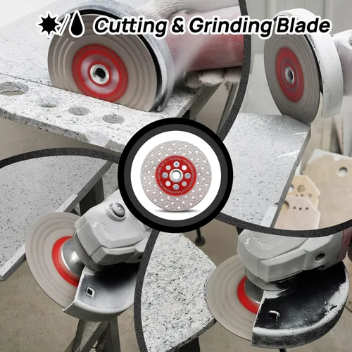 Vista 4 de FOCSTOL Disco de molienda de corte de diamante, hoja de diamante soldada al vacío de doble cara de 4.5 pulgadas (4.528 in) para granito, mármol