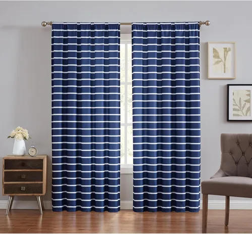 Vista 6 de Truly Soft Kurt - Juego de 2 paneles de cortinas de poliéster marfil y negro, con temática geométrica, para hombres y mujeres, certificado OEKO-TEX