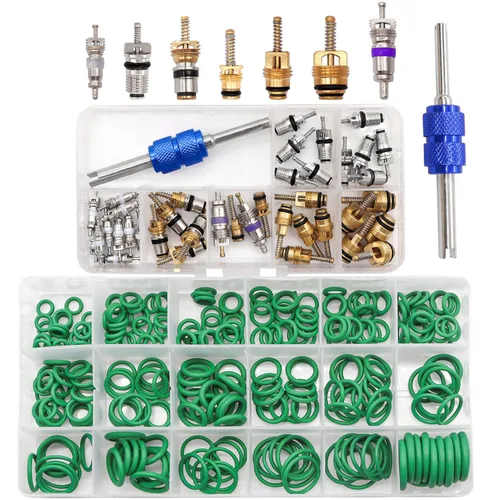 Vista 7 de Taiss Kit de reparación de aire acondicionado para automóvil, 270 piezas de juntas tóricas + 40 unidades de núcleo de válvula de A/C surtido
