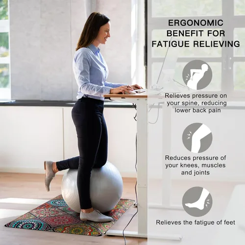 Vista 9 de QIYI Tapete de Cocina Anti Fatiga, Alfombra de Cocina Boho Acolchada de Espuma de 3/5" de Grosor, Tapete de Piso Impermeable y Cómodo Decoración