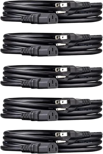 Vista 11 de Amazon Basics Cable de alimentación para PC, 3 pies, Cable de alimentación CA para monitor, computadora, TV, 3 clavijas, 18 AWG, 125 voltios, negro