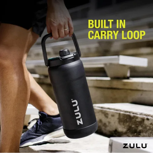 Vista 9 de ZULU Goals - Botella de agua de acero inoxidable con gran capacidad, aislada al vacío Jarra reutilizable con asa Tapa a prueba de fugas