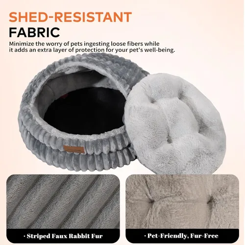 Vista 3 de CHEERPALS Cama tipo cueva para gatos de interior, cama para gatos cubierta lavable con capucha, cama suave y esponjosa para mascotas para cachorros