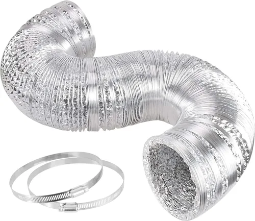 Vista 18 de HealSmart Manguera de Ventilación para Secadora de 4 Pulgadas 8 Pies Conducto Flexible de Lámina de Aluminio, Protección de Cuatro Capas, con 2