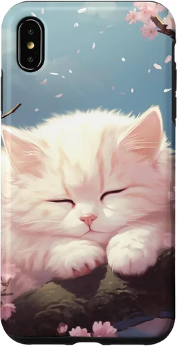 Vista 11 de Cute Sleeping Cat in Cherry Blossom Anime Kawaii Kitten Cat Case for iPhone 17