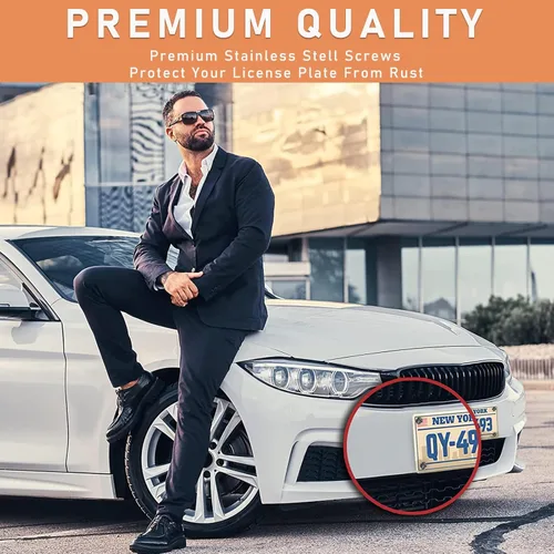 Vista 4 de Kewucn Juego de 4 tornillos para matrícula, a prueba de óxido, antirruido y antirrobo, pernos de montaje autorroscantes de acero inoxidable