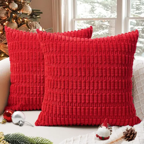 Vista 12 de Softalker Juego de 4 fundas de almohada de pana suave a rayas bohemias de 16 x 16 pulgadas, fundas decorativas modernas para sofá, dormitorio, sala