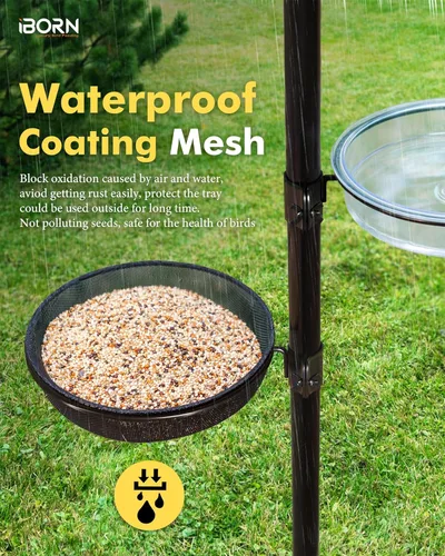 Vista 6 de iBorn Bandeja de malla y anillo para comederos de pájaros de 1 pulgada, accesorio al aire libre para comederos de pájaros para colibríes