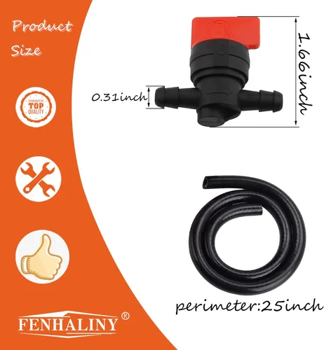 Vista 6 de 494768 698183 Válvula de cierre de combustible + manguera de línea de combustible de 1/4 x 25 pulgadas con 4 abrazaderas para cortacésped compatible