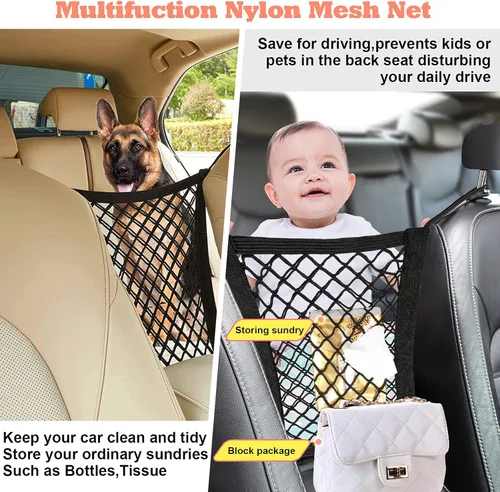 Vista 4 de Xotic Tech - Bolsa de almacenamiento de malla elástica para perros y mascotas, con espacio para el asiento trasero, organizador de red de malla