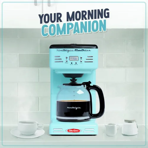 Vista 7 de Nostalgia Horno microondas compacto retro para encimera, 0.7 pies cúbicos y cafetera programable retro de 12 tazas con pantalla LED