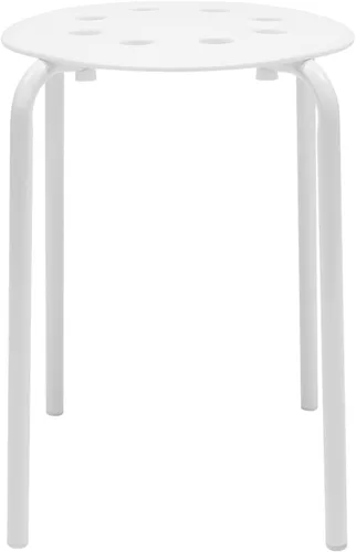 Vista 9 de 10Pcs Stacking Stools Set, 17.7inch Portable Plastic Stackable Decoration Stools with Metal Frame, Backless White Stool with Round Top for Kids