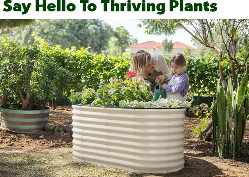 Vista 5 de Plant & Plot Camas de jardín elevadas galvanizadas para exteriores/ Jardinera elevada de 4 x 2 x 2 pies para jardinería, verduras, flores, caja