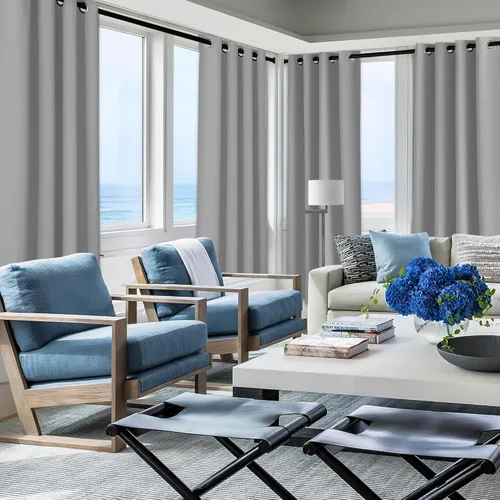 Vista 190 de NICETOWN Cortinas para Exteriores para Patio Impermeables de 84 pulgadas de Largo 2 Paneles, Cortinas de Privacidad para Exteriores con Aislamiento