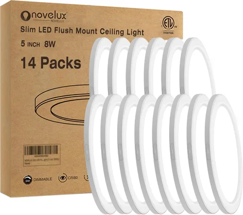 Vista 21 de Lámpara de techo de montaje empotrado de 5.4 pulgadas regulable con ETL CERT, luces LED blancas de 5000 K, lámpara de techo redonda ultrafina