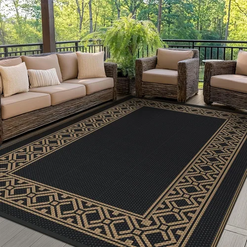 Vista 15 de GENIMO Alfombra de Exterior 5'x8' Impermeable para Patio, Alfombra de Paja de Plástico Reversible para Exteriores, Alfombras de Camping