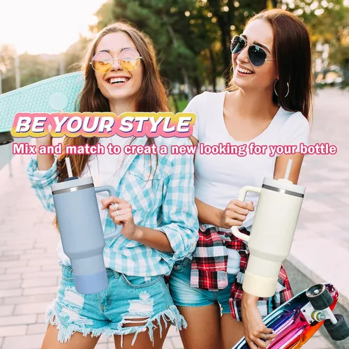 Vista 3 de WK IEASON 2 Piezas Protector de Base Boot para Vaso Stanley Quencher Adventure 40oz y Stanley IceFlow 20oz 30oz, Stealth Landing-2.83 pulgadas