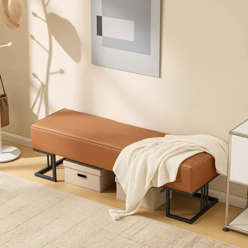 Vista 2 de OmySalon Asiento de banco para sala de espera, piel sintética, silla de recepción de 55.1 pulgadas, muebles de vestíbulo para sala de conferencias